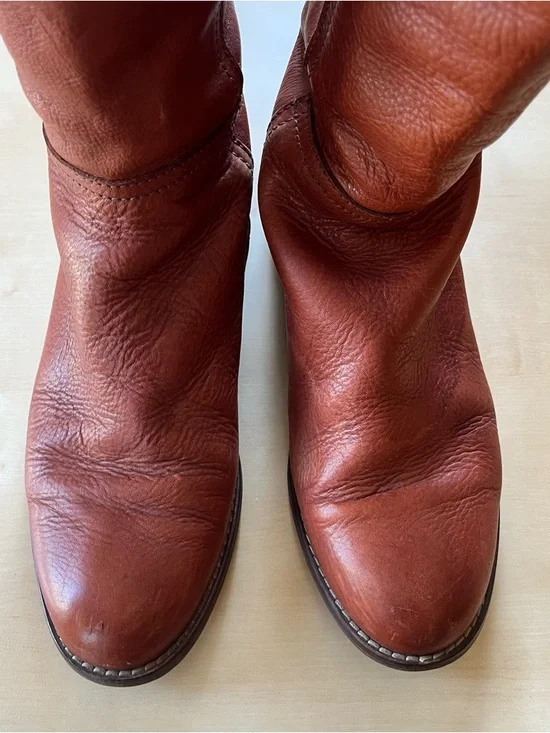 Madewell Tall Leather Equestrian Style Boots in Warm Chestnut - Picture 6 of 11